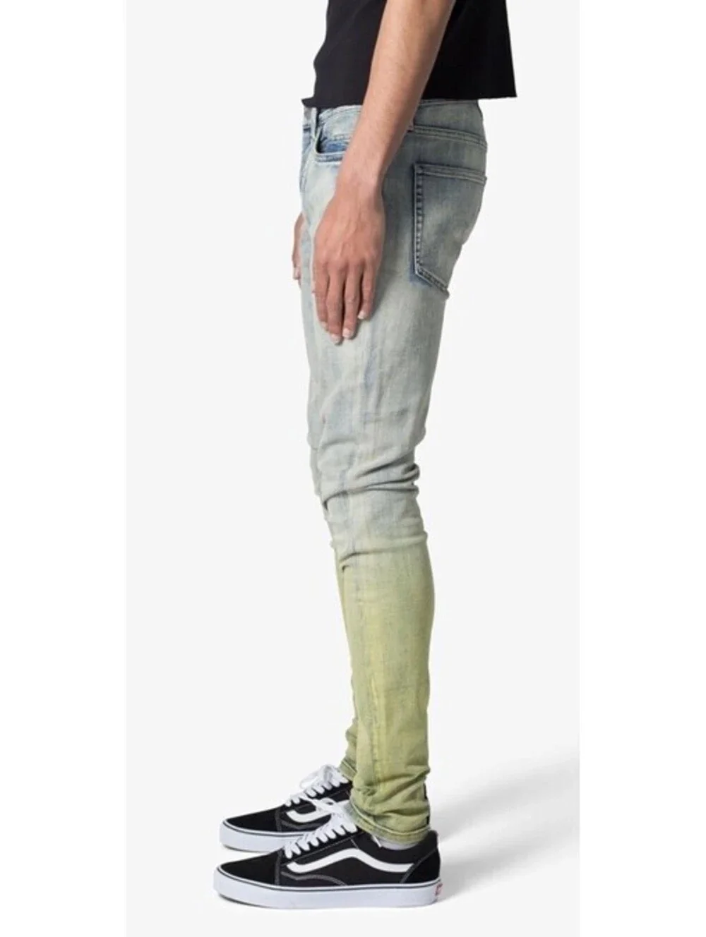 mnml Men's X637 Gradient Skinny Denim Jeans Size 36x33 Vintage Blue/Green